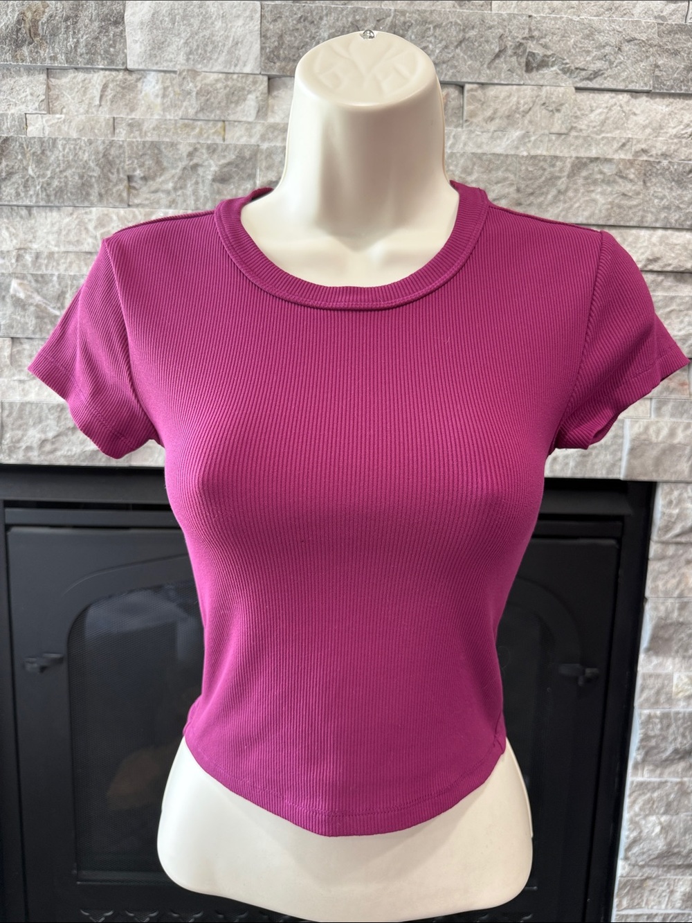 BP Ribbed Magenta Crop Top